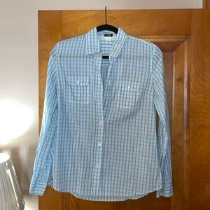 JCrew women’s fitted 100% cotton; medium; blue/green Oxford dress shirt; 81220